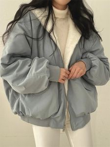 Hiver épaissir chaud Parkas femmes surdimensionné Kawaii Double face manteau à capuche dames mode coréenne décontracté lâche Zip Up vestes 231228