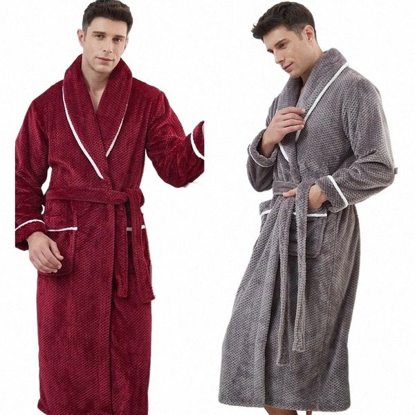 hiver épaissie corail polaire hommes vêtements de nuit lg robe chaude flanelle vêtements de nuit sexy couple peignoir lâche maison porter loungewear m20u #