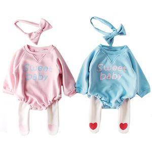 Winterverdikking schattige bodysuits lange mouw cartoon brief baby meisje fluwelen kinderen bodysuit kleding 210417