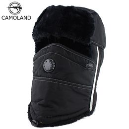 Hiver Trapper Trooper Chapeau Hommes Femmes Thermique Bomber Chapeau avec Écharpe Anti-brume Masque Russe Ushanka Earflap Neige Ski Balaclava Y200110