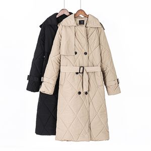Trench-Coat d'hiver femme doudoune Outwear Parkas à double boutonnage vêtements chauds plus épais 210421