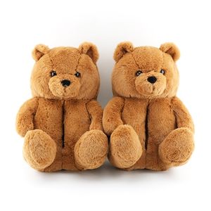 Winter Trend Teddy Bear Pluizig Vrouwen Pluche Slippers Leuke Kerst Verjaardag Meisjes Fuzzy Geschenken Schoenen Slaapkamer Dames Warme Slides Y1120