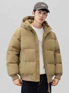 Chaqueta de plumón popular de marca de moda de invierno para hombre, chaqueta holgada de plumón de pato con capucha corta