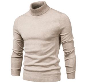 Hiver col roulé épais chandails hommes décontracté col roulé couleur unie chaud mince pull mode tricots pulls