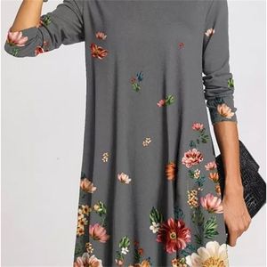 Winter turtleneck warme vintage print jurk vrouwen herfst elegante lange mouwen patchwork jurken vrouwelijke casual losse vestidos 220406