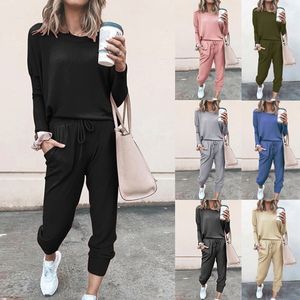 Winter tweedelige set vrouwen casual tracksuit vrouw lange mouw pullover hoodies sweatshirt broek jogger sport pakken sportkleding 220819