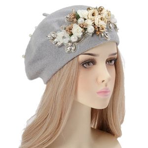 Winter Unieke Designer Baretten voor Vrouwen Luxe Boeket Tulband Cap Overdreven Schilder Hoed Vrouwelijke Hoofddeksel 231226