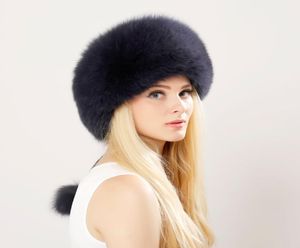 Invierno unisex Gat de bombar de pelaje verdadero Fox Hat Gat Bomber con naturaleza de cuero Corona gruesa Hat cálido ruso1532859
