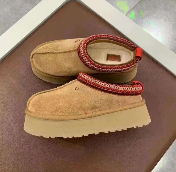 Invierno uugg tasman bota de nieve para mujer botas de diseño plataforma australia piel de cuero genuino en el aire interior tacón plano oveja de vellón botines difuso slipper 6