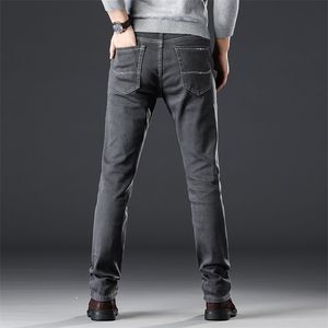 Hiver velours gris jeans hommes jambe droite lâche stretch mince marque de mode haut de gamme hiver pantalons décontractés 211111