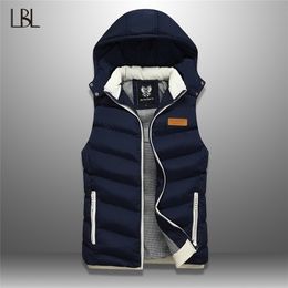 Wintervest Mouwloze herenjassen met capuchon Donsvest Casual vest Streetwear Top Heren Overjas Hoed Afneembaar vest Chalecos 201127