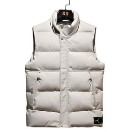 Veste d'hiver épaissie thermique coton veste design de mode marque sans manches coton veste ourlet badge col montant gilet grande taille