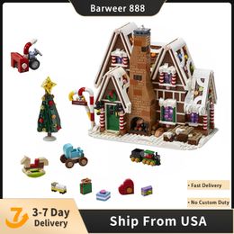 Winter Dorp Blok Model Gingerbreaded Huis Met Cijfers 1477 Pcs Bouwstenen Bricks Speelgoed Kids Christmas Gift Set 10267