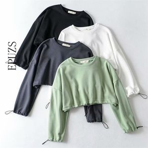 Winter Vintage Hoodies Dames Fall Crop Top Casual Katoen Pullover Leuke Cropped Sweatshirt Koreaans 210521