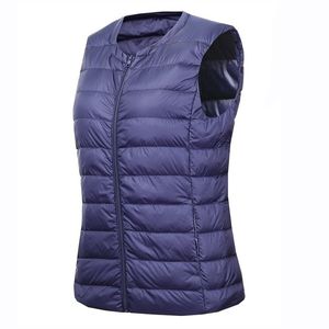 Chaleco de invierno para mujeres Abrigos de plumón Chaleco Tallas grandes 7XL Sin mangas Sin cuello Forro de pato Chaqueta cálida Rosa Negro Azul 210527