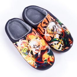 Hiver chaude anime midoriya izuku pantoufles pour hommes femmes boku no héros académia bakugou cosplay chaussures home chaussures drop navire