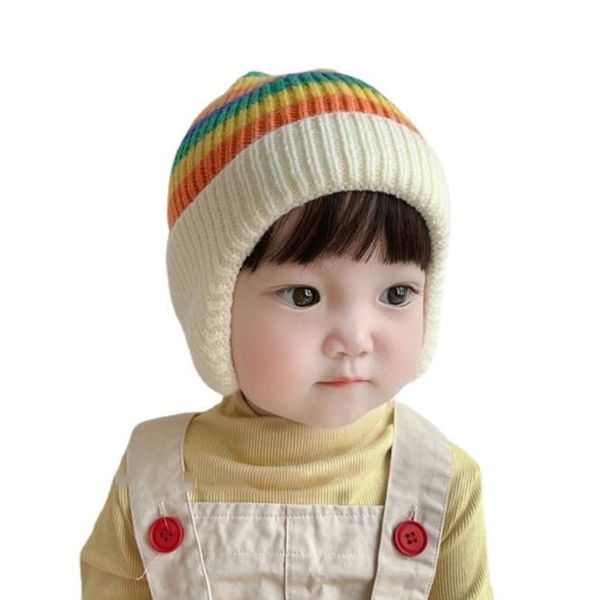 hiver chaud bébé doublure en polaire bonnets chapeau coupe-vent enfants masque protecteur d'oreille ski tricoté en peluche plus chaud chapeaux mignons bonnets pour bébés