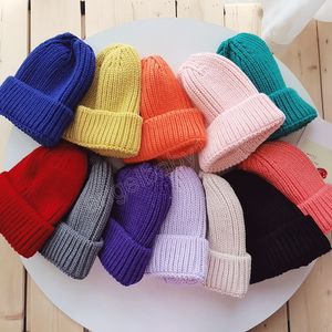 Gorro cálido de invierno para bebé para niño y niña, gorro de punto cálido para niño y niña, gorro de Color caramelo para niño pequeño, gorro