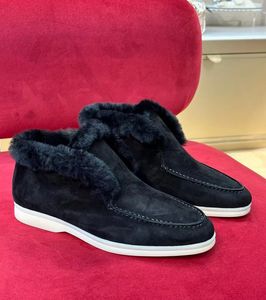 Marcas cálidas de invierno Zapatos casuales Botas de cuero aterciopeladas Zapatos de vestir Loro para hombre Moda Estilo británico Hombre Mujer Mocasines perezosos Pisos para caminar Zapato 36-46