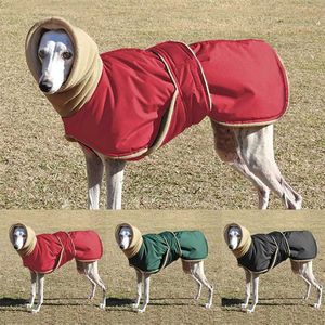 Hiver chaud chien vêtements imperméable épais chien veste vêtements rouge noir manteau de chien avec trou de laisse pour chiens de taille moyenne Greyhound 211106