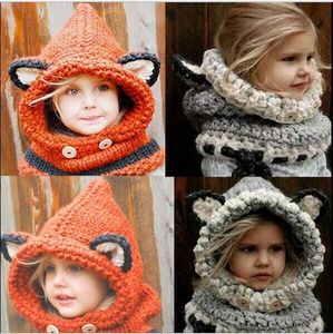 Hiver chaud fille chapeau laine chapeau renard oreille enfants casquettes protéger oreilles bébé chapeaux dessin animé bonnet écharpe cou Wrap ensemble