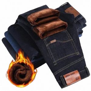 Winter Warme Jeans voor Mannen Dikker Losse Baggy Jeans Broek Blauw Casual Broek Herenkleding x6vO #