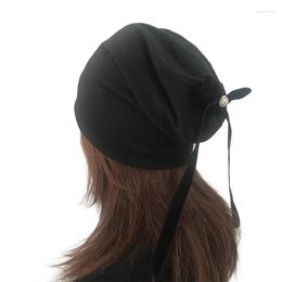 Bonnet Baggy tricoté chaud d'hiver, chapeau de Ski surdimensionné avec nœud, casquette Chic et ample avec tête de mort pour femmes, bonnet/casquette de crâne Eger22