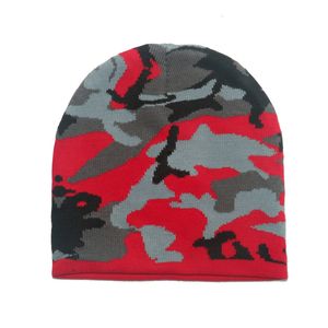 Bonnet tricoté chaud d'hiver pour hommes, bonnet de Camouflage souple, unisexe, hiver chaud en coton, casquettes de Ski tricotées pour l'extérieur, chaud q175