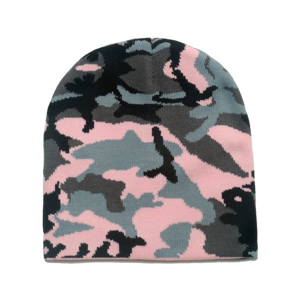 Gorro de punto cálido para invierno, gorro de camuflaje holgado para hombre, gorro de esquí de punto de camuflaje de algodón cálido para invierno Unisex, gorros de esquí de punto para exteriores cálidos q174