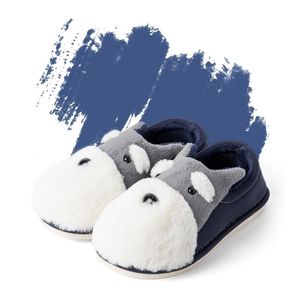 Invierno cálido hombre mujer zapatillas de casa Animal perro zapatillas de felpa cortas mujer antideslizante suave algodón zapatos de interior amantes zapatillas Y200106