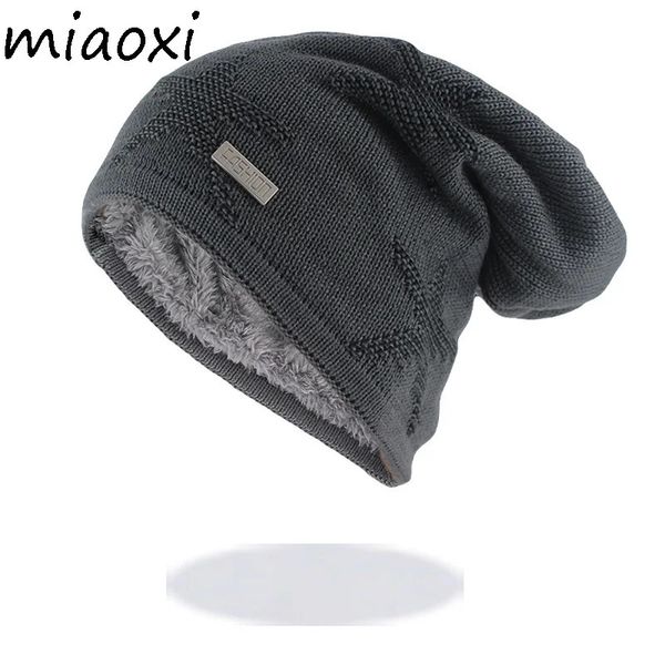 Gorro de hombres calientes de invierno para gorro de moda de lana masculina adulta tejido gruesos sombreros gruesos Bonnet de algodón de algodón Capas de estrella 231221