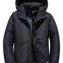 Chaqueta cálida de invierno para hombre, abrigo informal de otoño con cuello levantado, sombrero grueso, Parka de pato blanco, chaqueta de invierno para hombre con capucha 220912