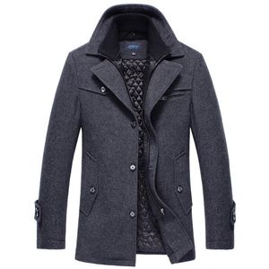 Winter Warm Heren Wol Jas Casual Dikke Windbreaker Jas Mannen Lange Sectie Overjas Dikke Peacoat Wollen Trench Coat 4XL