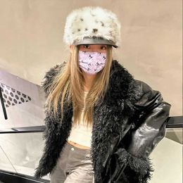 Hiver chaud nouveau Faux chapeau gavroche casquettes femmes fourrure artiste coréen léopard rétro accessoires Y2k fille hommes casquette 230920