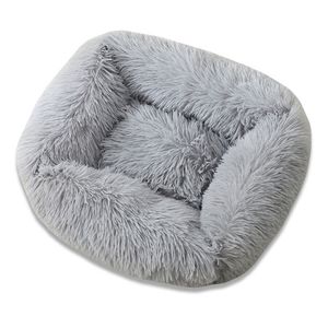 Hiver chaud lit pour animaux de compagnie chenil chien carré chat hiver chaud sac de couchage longue peluche chiot coussin tapis portable chat fournitures 46/50 / 60cm 210224