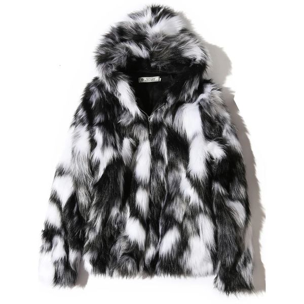 Hiver chaud Plus polaire fausse fourrure de renard décontracté hommes veste à capuche épaisse Boutique à la mode mâle mince manteaux taille S-5XL 240110