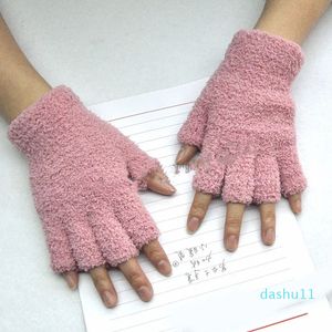 Winter warme pluche dikke warme handschoenen plus fluwelen vingerloze wanten dames heren handschoenen fleece halfvingerhandschoenen voor meisjeshandschoenen