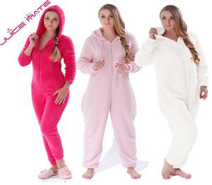 Pyjamas chaud chaud Femmes grenouillères Fluffy Fleece Jumps Contues Sleepwear Global Plus Taille Capotage Pajamas Greny pour femmes Adulte CJ19371215