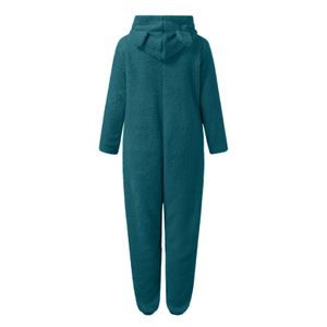 Winter warme pyjamas vrouwen onesies met capuchon pluizige fleece jumpsuits slaapkleding nachtjaars rits rits met lange mouwen romper pyjama huiskleding