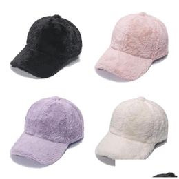 Hiver chaud lapin fourrure casquette de baseball marée sports de plein air épaississement couleur unie loisirs plumes casquettes pour femme mode rue prêle Dhwvx