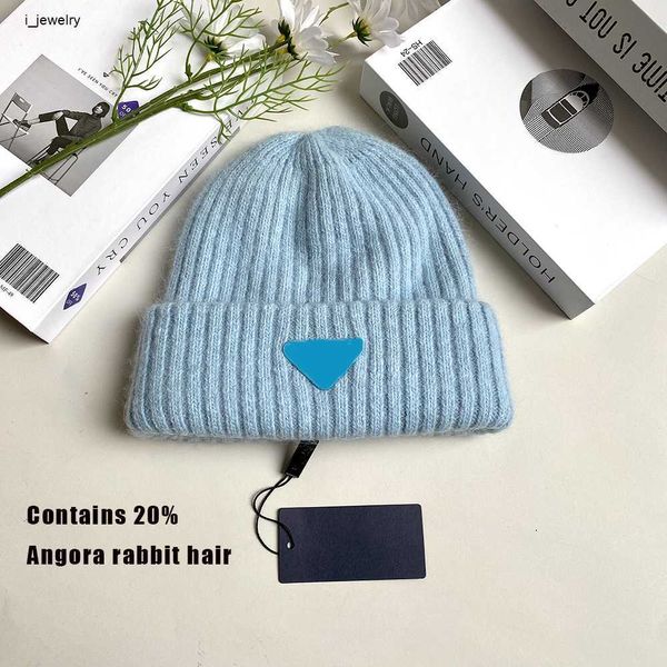 Chapeau tricoté en poils de lapin chauds d'hiver pour hommes et femmes, chapeau en laine épaisse Double couche, chapeau décontracté de Protection des oreilles, bonnet doux et gluant