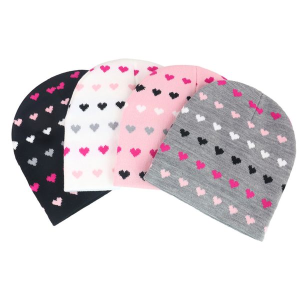 Inverno Quente Neve Feminino Boné De Malha Gorro De Crochê Menina Fofo Amor Coração Bordado Chapéus