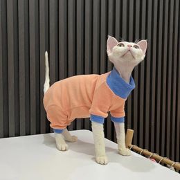 Hiver chaud Sphinx chat vêtements pour petits chiens Sphynx sans poils chat combinaison vêtements doux polaire chatons pyjamas costumes pour animaux de compagnie 240315