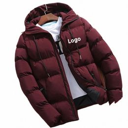 Invierno cálido grueso hombres chaqueta logotipo personalizado casual parkas con capucha cott diy cremallera cálido estilo coreano fitn abrigo de los hombres tops 2024 h6za #