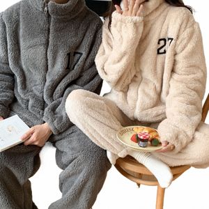Winter Warm Dikker Coral Fleece Paar Nachtkleding voor Slee mannen Losse Zachte Pyjama Koreaanse Stijl Vrouwen Carto Pyjama Sets D5HZ #