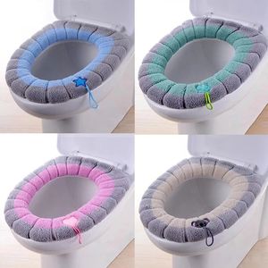 Winter Warm Toilet Seat Cover Mat Bathroom Toilet Pad Cushion with Handle Thicker Soft Washable Closestool Accessories