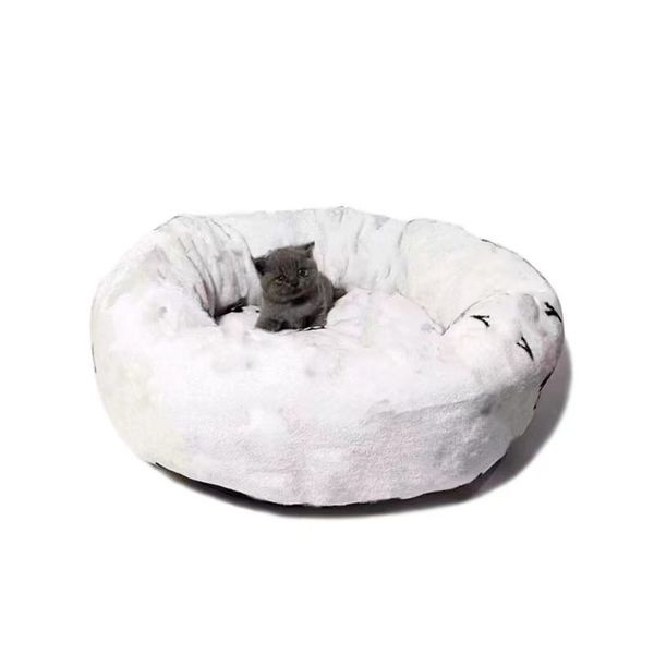 Hiver chaud velours chien maison chenils chic flore imprimer animaux chenil 2 couleurs doux rond chats lits accessoires