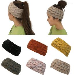 Winter warme dames breien draai haardband paardentail dop lege top wollen hoed beanie zachte muts/schedel petten eer22