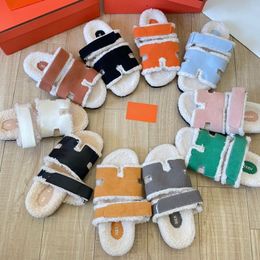 Winter warme dames pluizige slippers teddybeer sandaalontwerper indoor sandale bontglaasjes