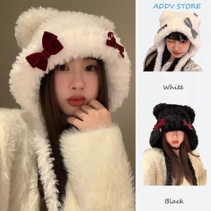 Winterwarmte Y2K schattige teddybeerhoed met oorkleppen en strik voor meisjesmutsen voor dames 240131
